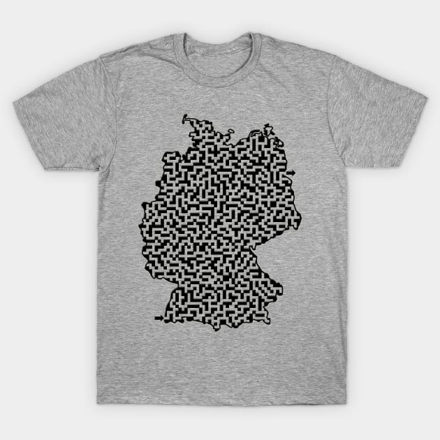 Germany Outline Maze & Labyrinth T-Shirt by gorff